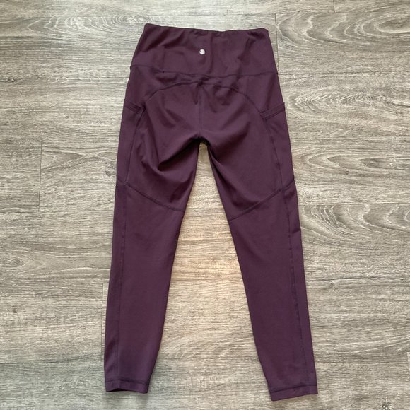 Yogalicious‎ Lux High Waist Dark Cherry Leggings Size XS Pockets - Picture 3 of 5